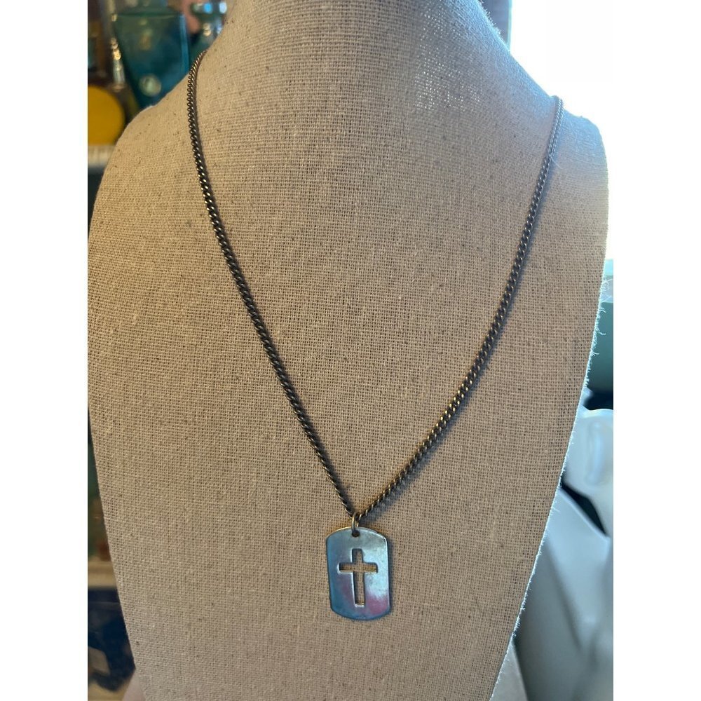 Silver-tone Cross Necklace -- 24"